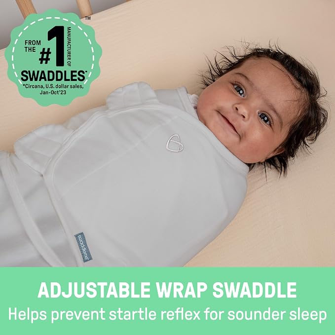SwaddleMe by Ingenuity All Season Baby Swaddle, 2 Quick Flip Layers to Change from 1.0 to 2.5 TOG, Size 0-3 Months, 7-14 Pounds - Dream Waves
