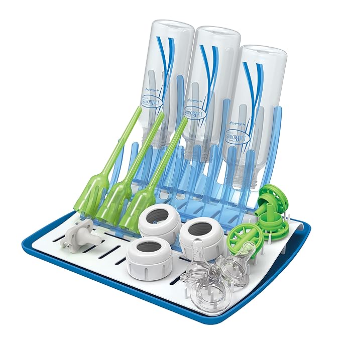 Dr. Brown's Baby Bottle Drying Tower, Stand-Up Drying Rack with Folding Baby Bottle Drying Rack for Easy Storage