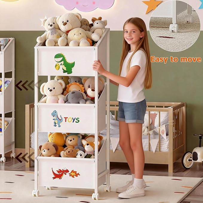 Lyuwanxian Large Kids Toy Storage Organizer with Wheels,Toy Shelf for Boys Girls, 45"x16"x12??Toy Organizers and Storage for Living Room,Playroom, Bedroom, Nursery