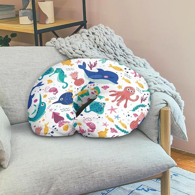 Cartoon Ocean Nursing Pillow Cover Slipcover, Breastfeeding Newborn Infant Feeding Cushion Cover Pillow Slipcovers for Breastfeeding Moms