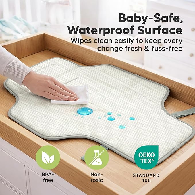 KeaBabies Portable Changing Pad for Baby, Travel ??26 x 21 Wipeable, Waterproof, Foldable Baby Diaper Changing Mat for Diaper Bag, Caddy, Car, Bed, Newborn, Compact Changer Mat Station (Acacia)