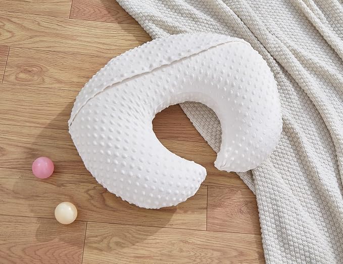 Dots Nursing Pillow Cover, Case Plush Breathable Breastfeeding Pillow Slipcover Fits Nursing Pillow, Super Soft Snug Positioners for Baby Boy Baby Girl (Bright White)