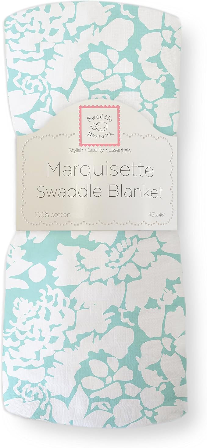 SwaddleDesigns Marquisette Receiving Swaddle Blanket for Baby Boys & Girls, Soft Premium Cotton Muslin, Best Shower Gift, SeaCrystal Lush, Parent Picks Award Winner