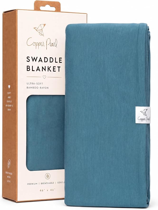 Copper Pearl Swaddle Blankets for Newborns | Soft Stretchy Receiving Blankets for Boys and Girls | Large 46 x 46 Inch Baby Blankets | Lightweight and Breathable Swaddles | Steel