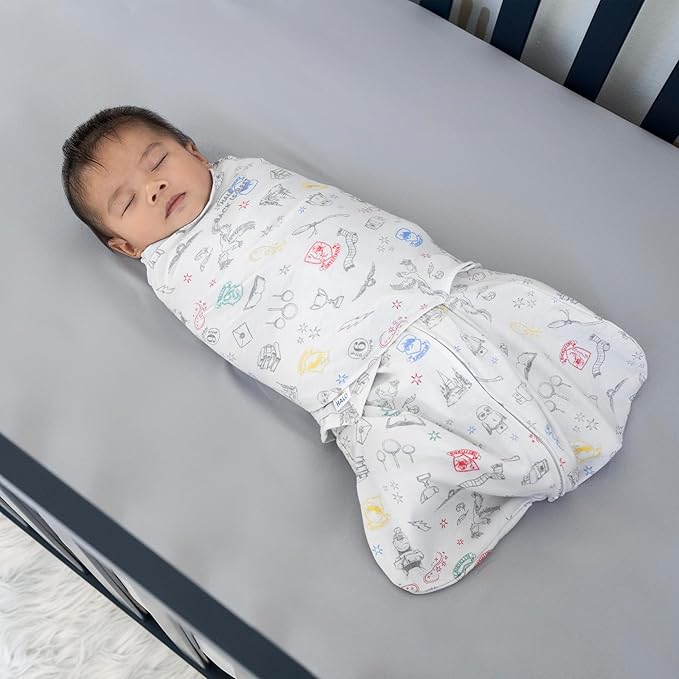 HALO Harry Potter 100% Cotton Sleepsack Swaddle, 3-Way Adjustable Wearable Blanket, TOG 1.5, Harry Potter Enchanted, Small, 3-6 Months