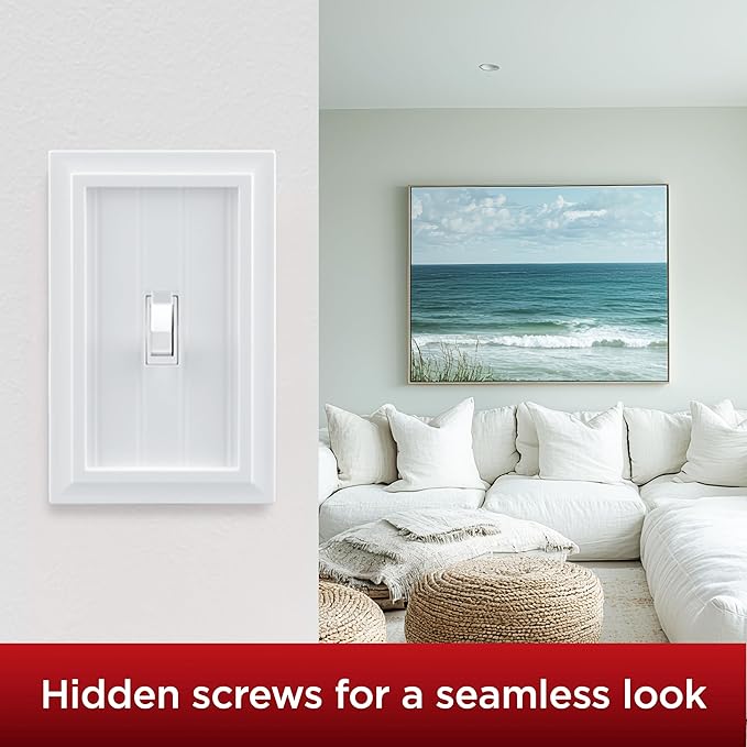 UltraPro Screwless Toggle Switch Wallplate, 1-Gang ??Modern Snap-On Cover, Child-Safe, Durable Polycarbonate, Easy DIY Installation, White Coastal, 85751