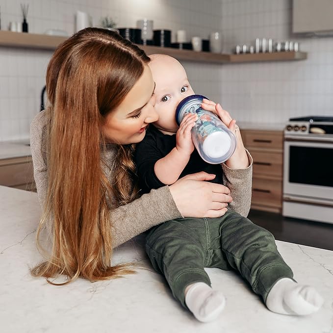 The First Years Insulated Straw Cup for Toddlers 2pk ??Wild and Free & Marbled ??Dark Blue, 9 ounces