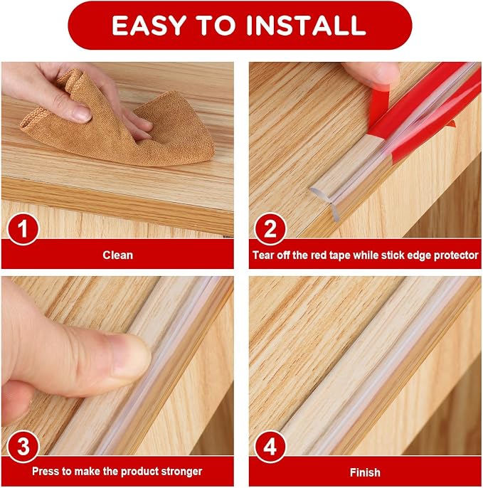 Clear Corner Protector 20ft(6M) with 4 Corners,Corner Protector Baby Proofing,Furniture Corner Guard & Edge Safety Bumpers, Soft Edge Protector with Upgraded Pre-Taped Strong Adhesive