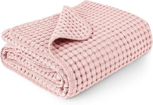 Konssy Waffle Baby Blanket - Soft & Cozy Nursery Swaddle Blanket, Lightweight Toddler Throw for Boys & Girls, Ideal for Wrapping(Pink)