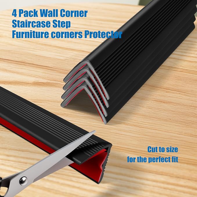 Wall Corner Protectors 4 Pack,1.57x1.57x23.62x0.12 inch PVC Double Side Proof Corner Guards for Sharp Edges, Self-Adhesive Corner Protectors for Home, Kindergarten,Thickness-3mm(0.12 in)
