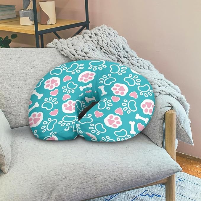 Dog Paws Bone Nursing Pillow Covers, Nursing Pillow Slipcovers Breastfeeding Newborn Infant Feeding Cushion Cover Case