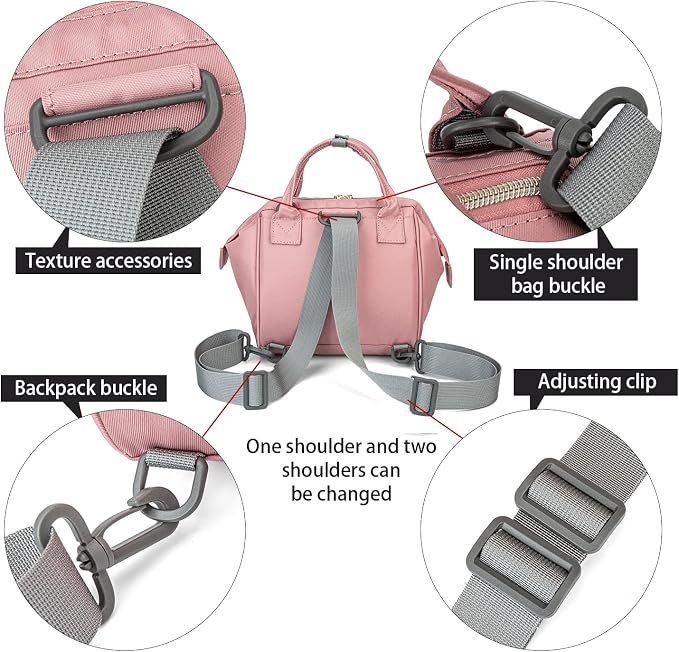 Lmbabter Baby Diaper Bag Nappy Backpack Waterproof Multi-Function Convertible Mini Smart Diaper Bag Backpack for Outdoor (Pink)