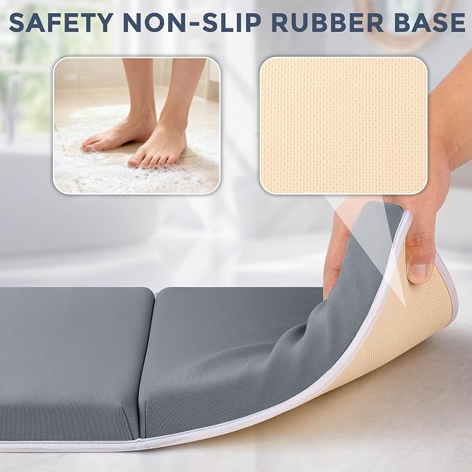 Bath Kneeler and Elbow Rest Pad Set - Comfortable 1.5” Thick Baby Bath Kneeler Pads with Toys Organizer, Non-Slip Knee Arm Support Bathtub Mat, Quick-Drying Kneeling Pad for Baby Bath Time