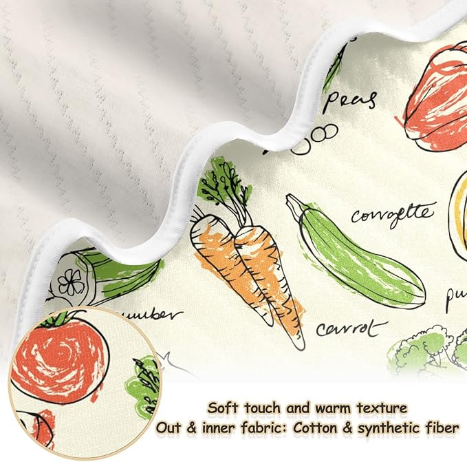 Ollabaky Vegetables Food Baby Blanket for Boys Girls Cotton Throw Blanket Swaddle Blanket for Crib Stroller Nursery Receiving Blanket Infant Toddler Unisex 30"x40"
