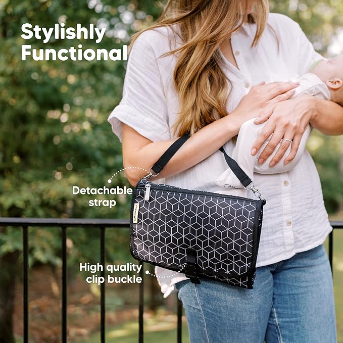 KeaBabies Portable Diaper Changing Pad, Travel, Car - Large Waterproof Baby Changing Mat, Wipeable, Padded, On The Go Travel Diaper Clutch Bag, Easy to Use Pockets for Newborn Essentials (Fox Vale)