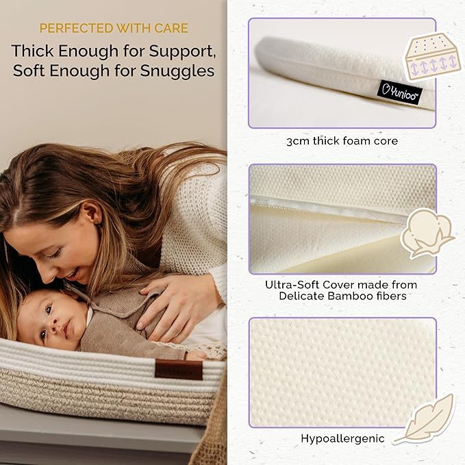 Yunioo Foldable Baby Changing Pad 31??x 16??- Waterproof & Ultra Soft Mattress for Diaper Changing Station - Portable Table Topper & Moses Basket Replacement - Easy to Clean
