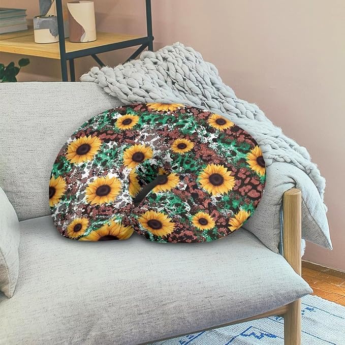Sunflower Leopard Nursing Pillow Cover, Ultra Soft Comfortable Newborn Nursing Pillow Case Breathable Soft Slipcover for Baby Boy Girl