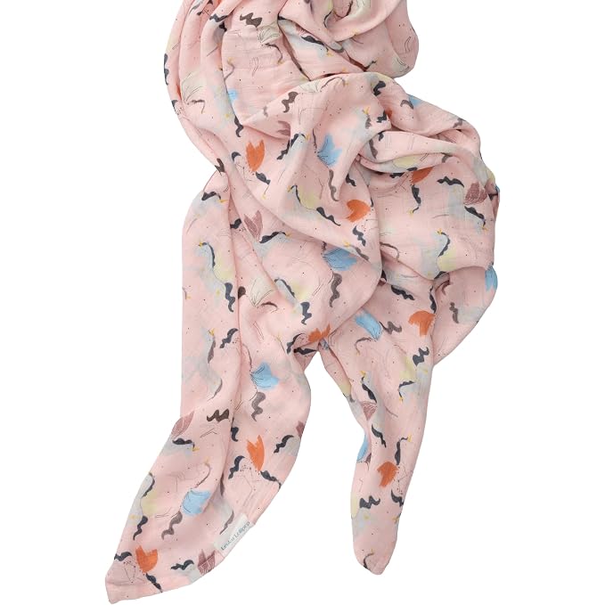 Loulou Lollipop Muslin Swaddle Blanket for Baby Boy & Baby Girl – Soft Breathable Muslin Wrap, 47"x47" Receiving Blanket for Newborn & Toddler - Unicorn Ballet