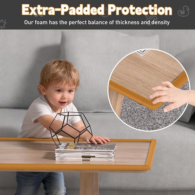 Thick Corner Edge Protector for Baby Proofing, 6.56Ft Furniture Edge Bumper with 10 L-Shaped & Soft Foam Corner Guards,Adhesive Baby proofing Bumper for Table, Small Toddler Bed (Wood Color)