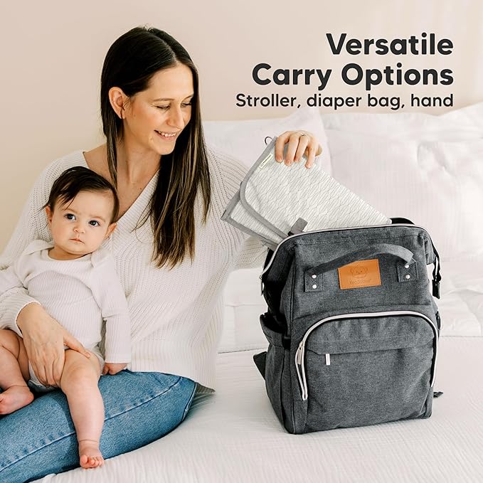 KeaBabies Portable Diaper Changing Pad, Travel, Car - Large Waterproof Baby Changing Mat, Wipeable, Padded, On The Go Travel Diaper Clutch Bag, Easy to Use Pockets for Newborn Essentials (Prism)