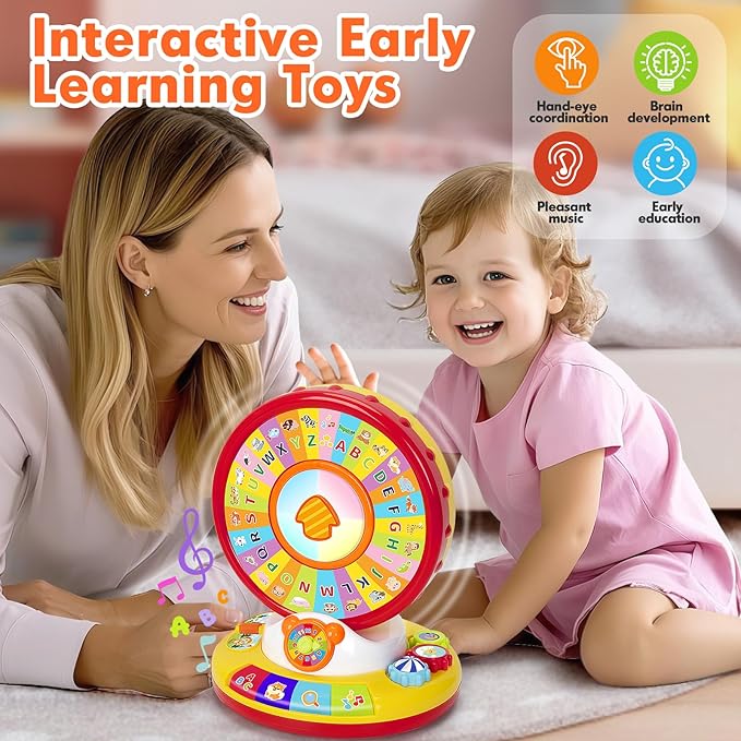 Learning Toys for 1 2 3 Year Old Boy Girl, Spin and Sing Alphabet Zoo with Sounds for Toddler 1-3, Educational Development Toy for Kid, Christmas Birthday Gifts for Baby 12-18 Months+