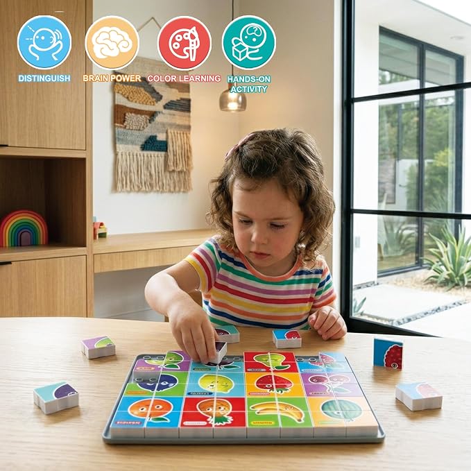 Puzzles Blocks for Toddlers 3 4 5 Year Old, Kids Learning Educational Montessori Toys Preschool Learning Puzzles for Toddlers 3-5 Toy Gift for Kids Boys Girls (Fruits)