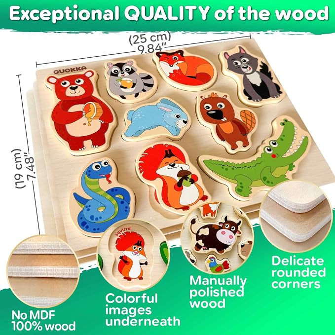 QUOKKA Wooden Educational Puzzles for Toddlers