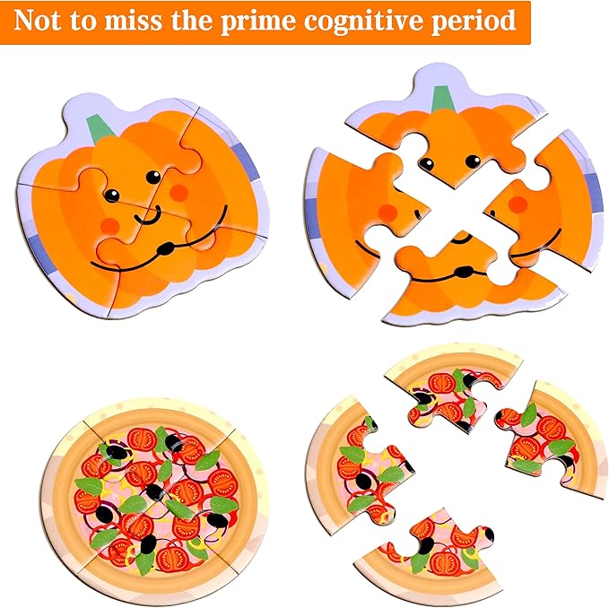 Magnetic Puzzles for Kids Ages 1-3, Travel Toddler Puzzles Ages 2-4 Year, Food Activities Toy for Boys & Girls 3-5 yo - Learning Magnet Gift for Road Trip