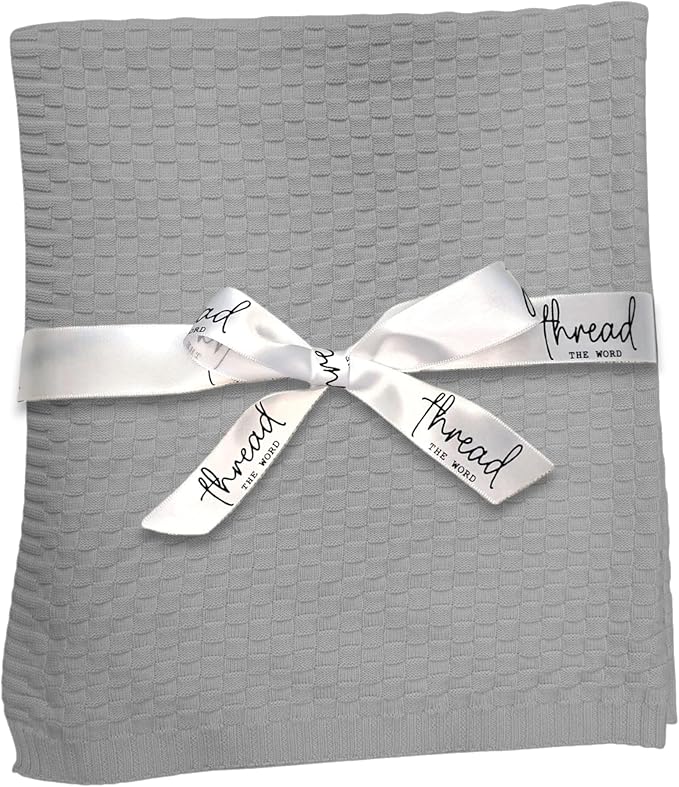 The Waffle Blanket - 100% Organic Cotton Baby Blanket, American Made, 30x40in - Bassinet, Crib, Stroller - Gift Registry Baby Shower for Newborns and Kids (Grey)