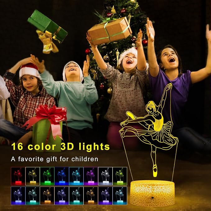 FlyonSea Kids Ballet Gifts,Ballets Girls Light Dancer 16 Color Changing Nightlight with Touch and Remote Control, Ballet Art Decor Light Birthday Gifts for Kids Girls Baby