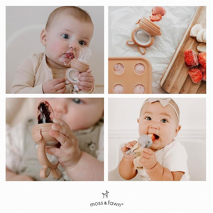 Moss and Fawn Forage Feeder - Baby Fruit Feeder, Frozen Breast Milk Popsicle Teether & Pacifier - BPA, PVC & Phthalate-Free - Dew