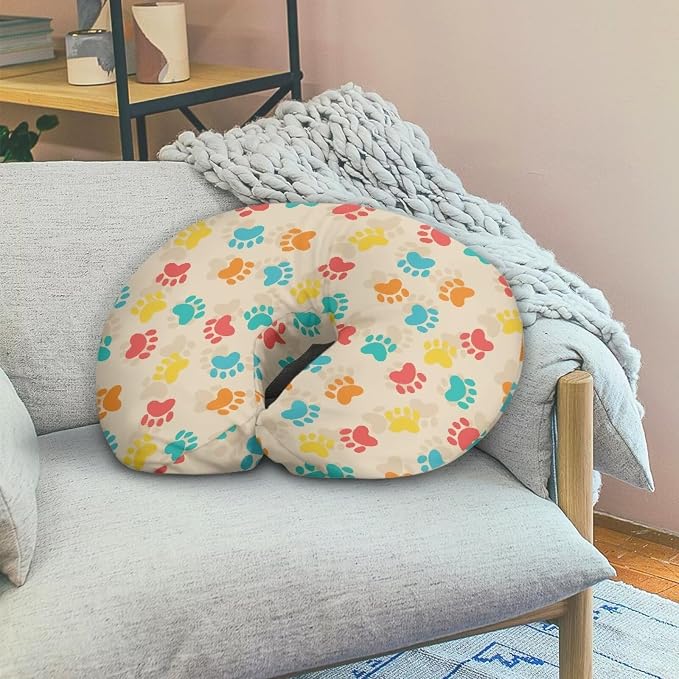 Multicolored Dog Paw Breastfeeding Pillow Slipcover for Baby Ultra Soft Comfortable Newborn Nursing Pillow Case Stretchy Replaceable Pillow Cover Slipcover