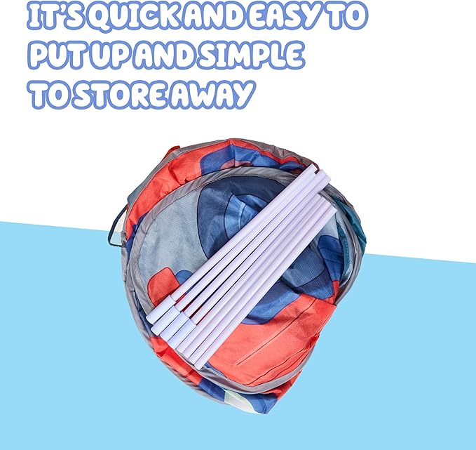 Bluey Heeler 4WD Pop-Up Tent for Kids, Easy Storage Pop Up Play Tent with Door, Windscreen, & Peep Window, Outdoor Toddler Playhouse for Ages 2+