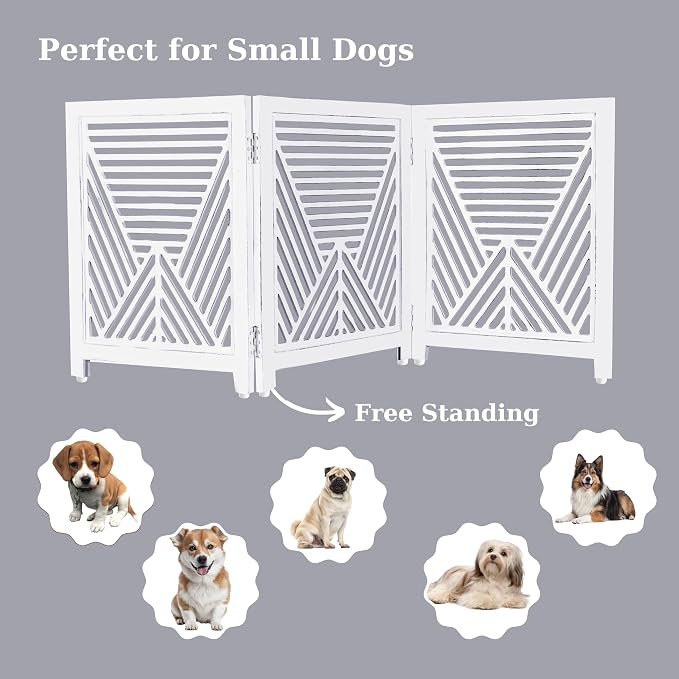 Lightnpro Rustic Wooden Pet Barrier – Portable Freestanding Dog Gate, Foldable Indoor Safety Fence for Small Pets, Decorative Room Divider for Stairs, Doorways & Hallways – 24x54 Inch Antique Finish