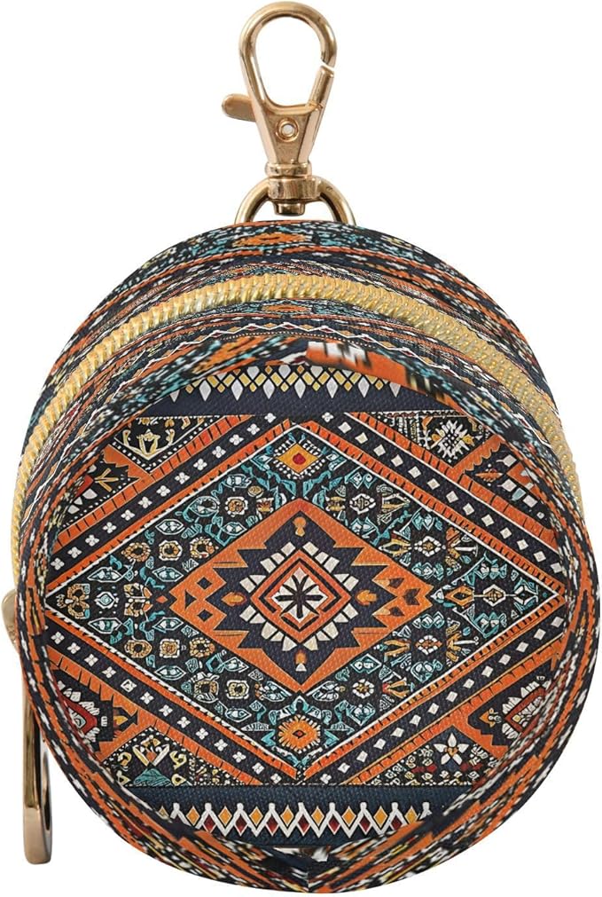 Native Southwest Tribal Pacifier Holder Case with Clip Portable Small Travel Pacifier Pouch for Mom Bag Zipper Coin Purse Pendant