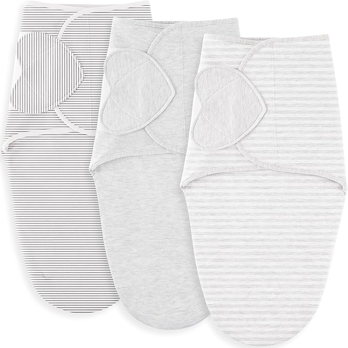 Susurration Swaddle Sleep Sacks 3 Pack 100% Muslin Cotton Swaddle Blanket Small Baby Wrap for 3-6 Months Newborn Girls,Boys,Infants Essentials,Adjustable Wearable Sleeping Sack (Grey, 3-6 Months)