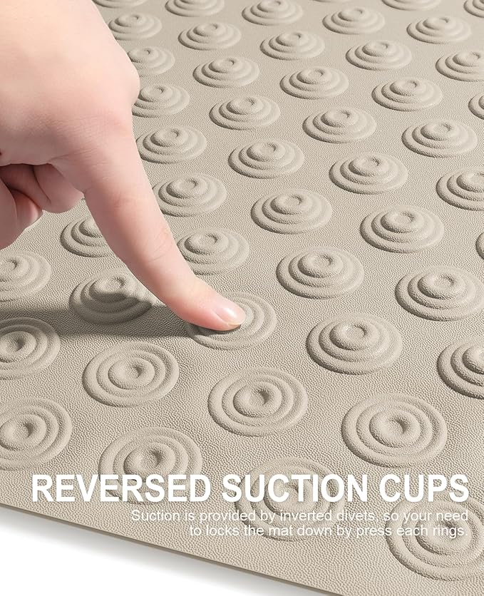 OTHWAY No Suction Cup Bath Mat: 39x16inch Extra Long Bathmat?‚Perfect for Refinished Bathtub Mat?‚Made of Nature Rubber?‚a Blessing for The Elderly and Children (Brown)