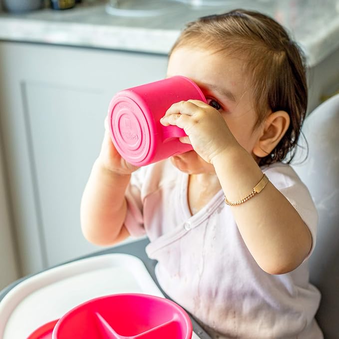 green sprouts Learning Cup |Helps toddler develop independent drinking skills | Easy-grip handles | Heat-Resistant |Dishwasher Safe | Navy 2-pk