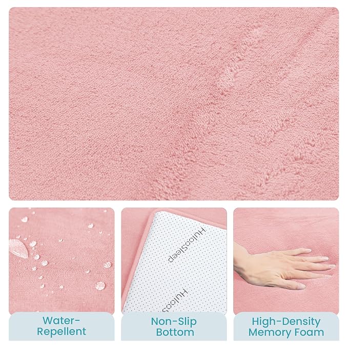 Baby Play Mat for Floor,Extra Large 59"×71" Playpen Mat for Tummy Time,Thicker Padded Elasti Foam Activity Mats,Water Repellent Ultra Soft Velvet,Non-Slip Backing Safe（Pink）