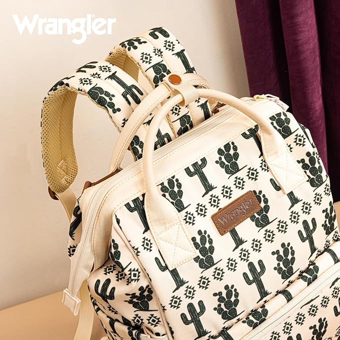Montana West Wrangler Diaper Bag Backpack Aztec Travel Backpack Purses Western Multi-Function Baby Bags for Mom with Waterproof Insulated Pockets