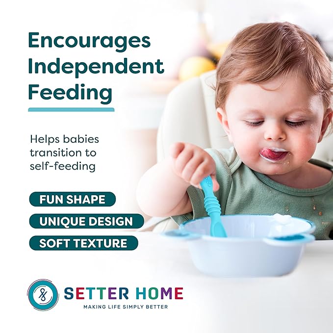 Premium Silicone Baby Spoons set - 6 Pack,Baby spoon self feeding Training Spoons for Infants & Toddler, First Stage Chewable Baby Led Weaning Utensils, BPA Free, baby feeding essentials