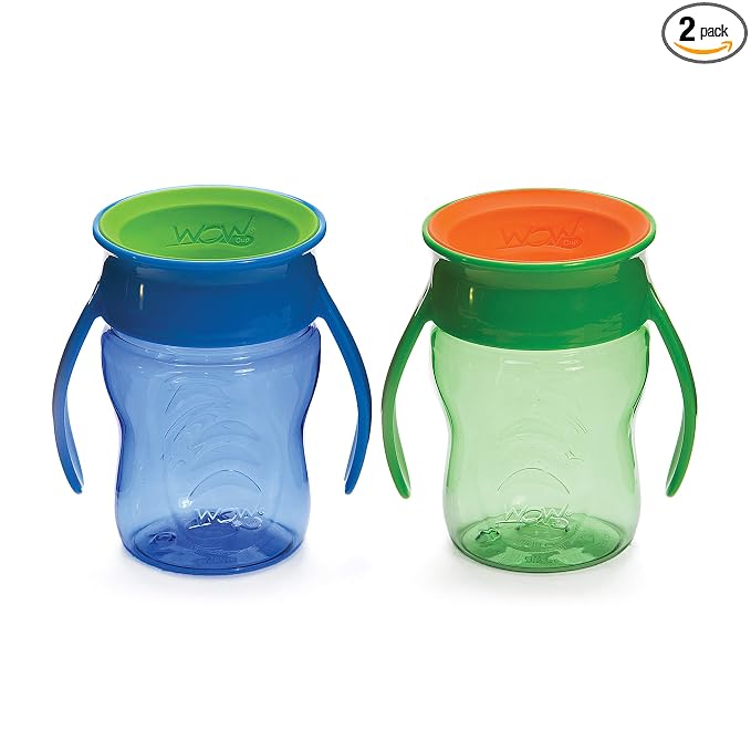 Wow Cup for Baby 360 Sippy Cup, 7 oz, 2 Pack (Blue/Green)