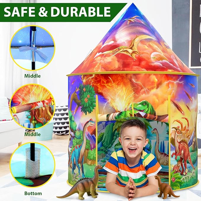 Wilwolfer Dinosaur Tent for Kids: Dinosaur Toys for Kids - Indoor Play Tent for Toddlers and Baby - Great Gift for Boys and Girls