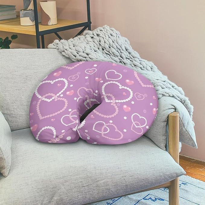 Heart Baby Nursing Pillow Cover, Breastfeeding Pillow Cover Boys Girls, Valentine Heart Nursing Pillow Case for Newborn, Soft Fabric Fits Snug On Infant