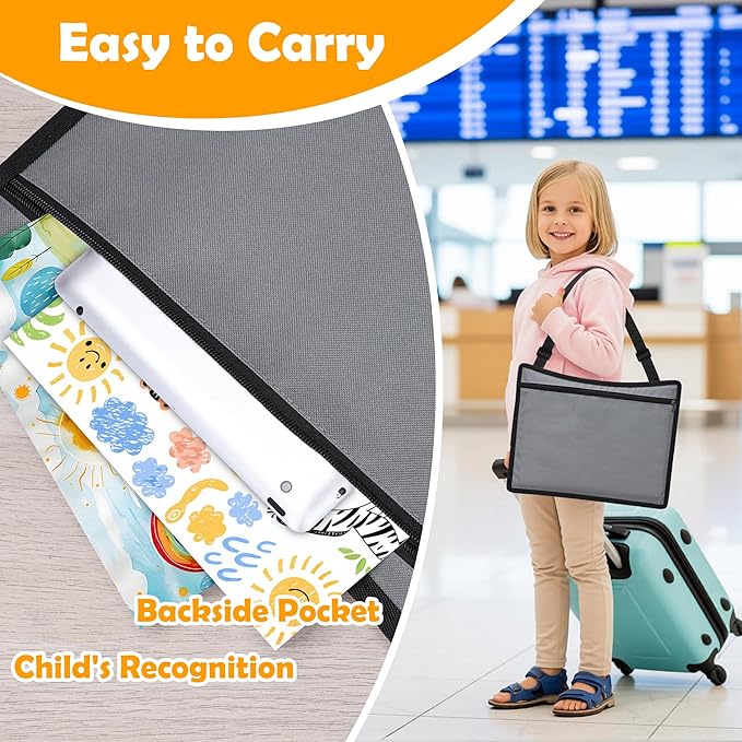 Kids Travel Tray for Toddler Carseat, Road Trip Activities Essentials for Toddler, Kids Lap Desk Tray with Tablet Holder Stand ï¼?Dry Erase Board (Grey)