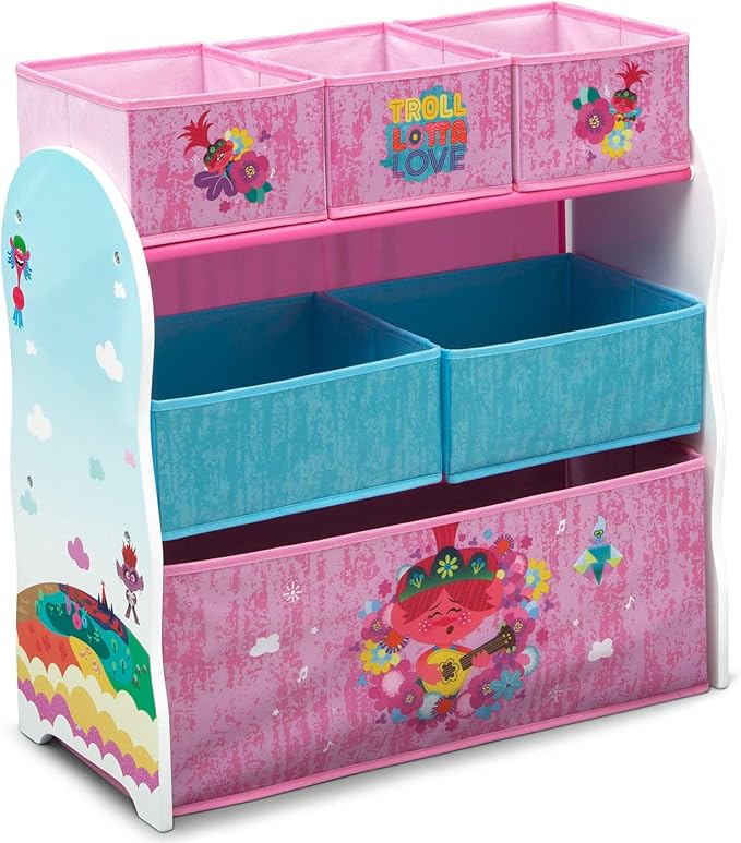 Delta Children Design and Store 6 Bin Toy Storage Organizer, Trolls World Tour