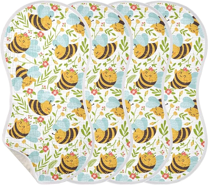 vvfelixl Burp Cloths Honey Bee Cute Bumble Bee for Baby Boy Girls Baby Washcloths Burp Rags 1 Pack