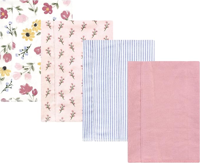 Luvable Friends Hudson Baby Flannel Burp Cloths 4pk, Painted Floral