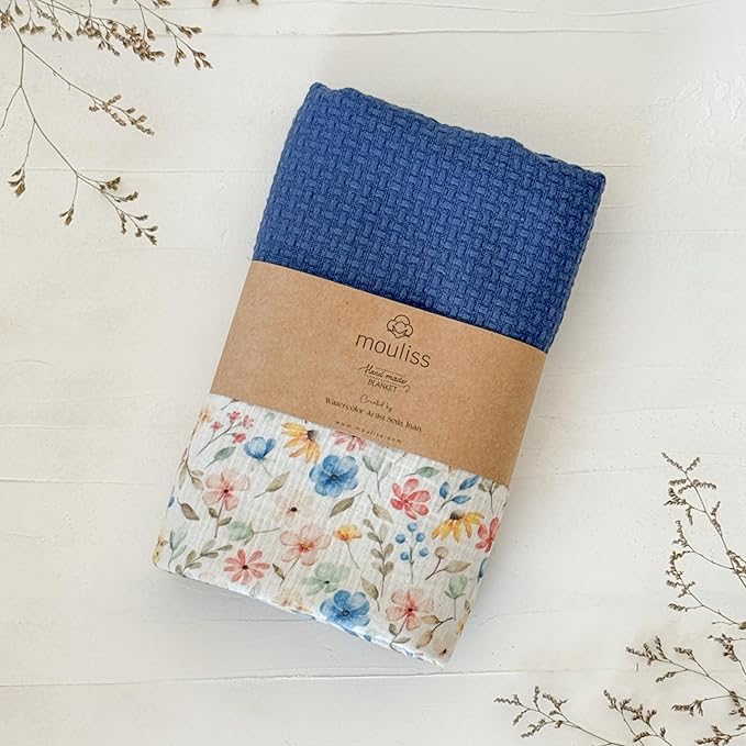 Mouliss Personalized Baby Blanket with Name ??Handmade 100% Organic Cotton Newborn Gift | Custom Knit Blanket for Boys, Girls, Kids & Baby Showers