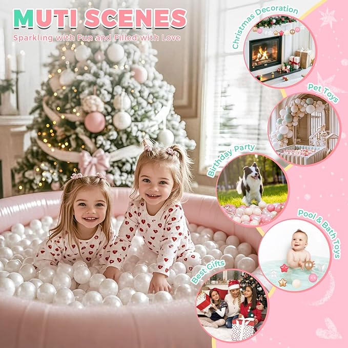 TRENDPLAY Ball Pit Balls Star and Heart Shapes for Toddlers - 50 100 200 500 Count Plastic Balls for Ball Pit Fun and Play